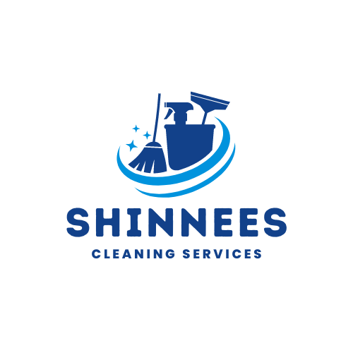 Blue and White Modern Cleaning Services Logo Design